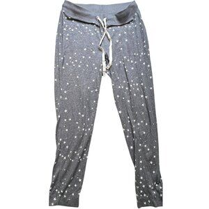 J.Crew Women's Drawstring Lounge Pants Stretch Size M Gray White Star Casual